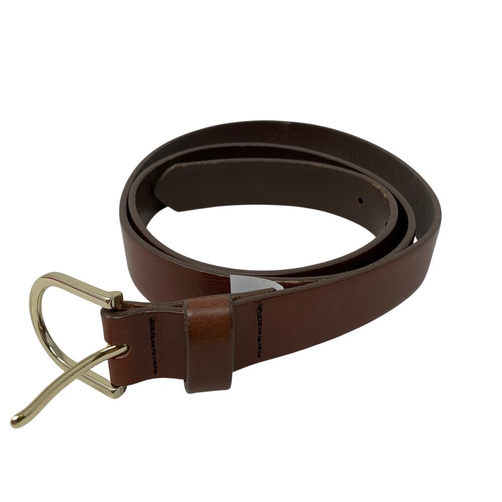 Banana Republic Belt Womens Medium Brown Gold Tone Rounded Buckle Smooth Leather